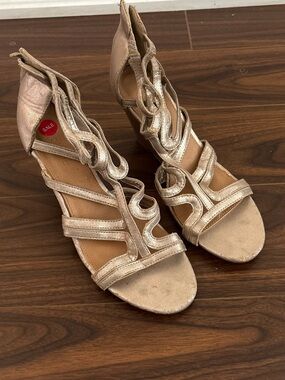 Chateau Metallic Gold Strappy Cutout Heels